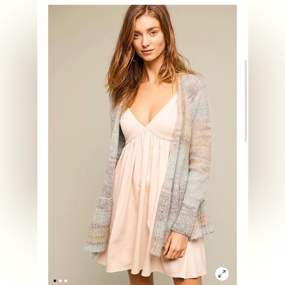 Anthropologie Knitted & Knotted Cody Peplum Mohair Wool Cardigan Sweater M NWOT - Picture 3 of 12